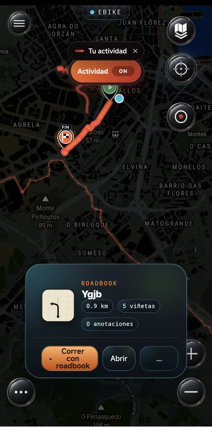 Track navegándose sobre el mapa en OxxRoad