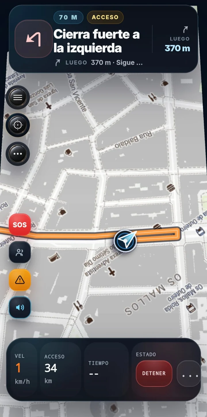 Track navegándose sobre el mapa en OxxRoad