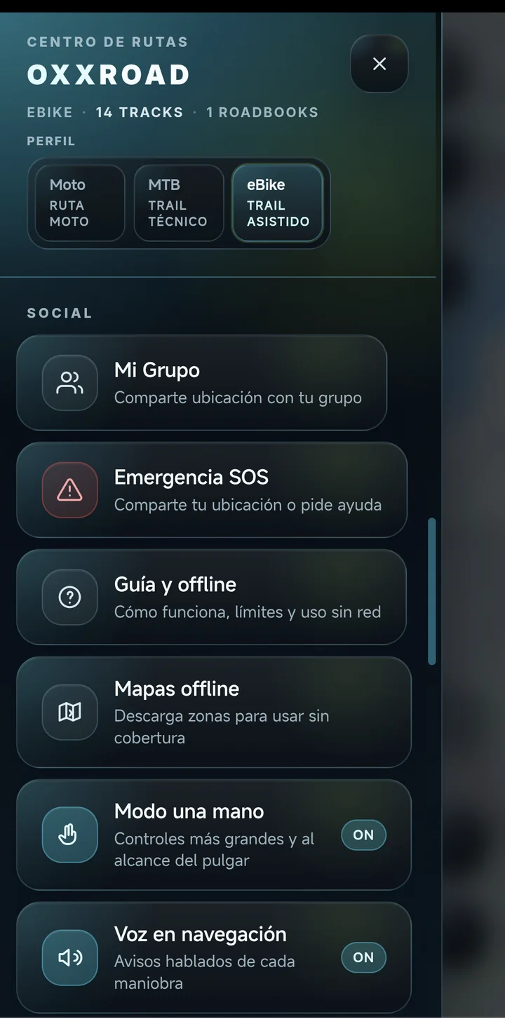 Ajustes de voz en navegación y modo una mano en OxxRoad